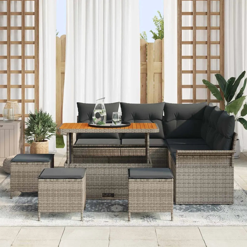 Set Divano da Giardino con cuscino con cuscino 9 pcs Grigio 3364093