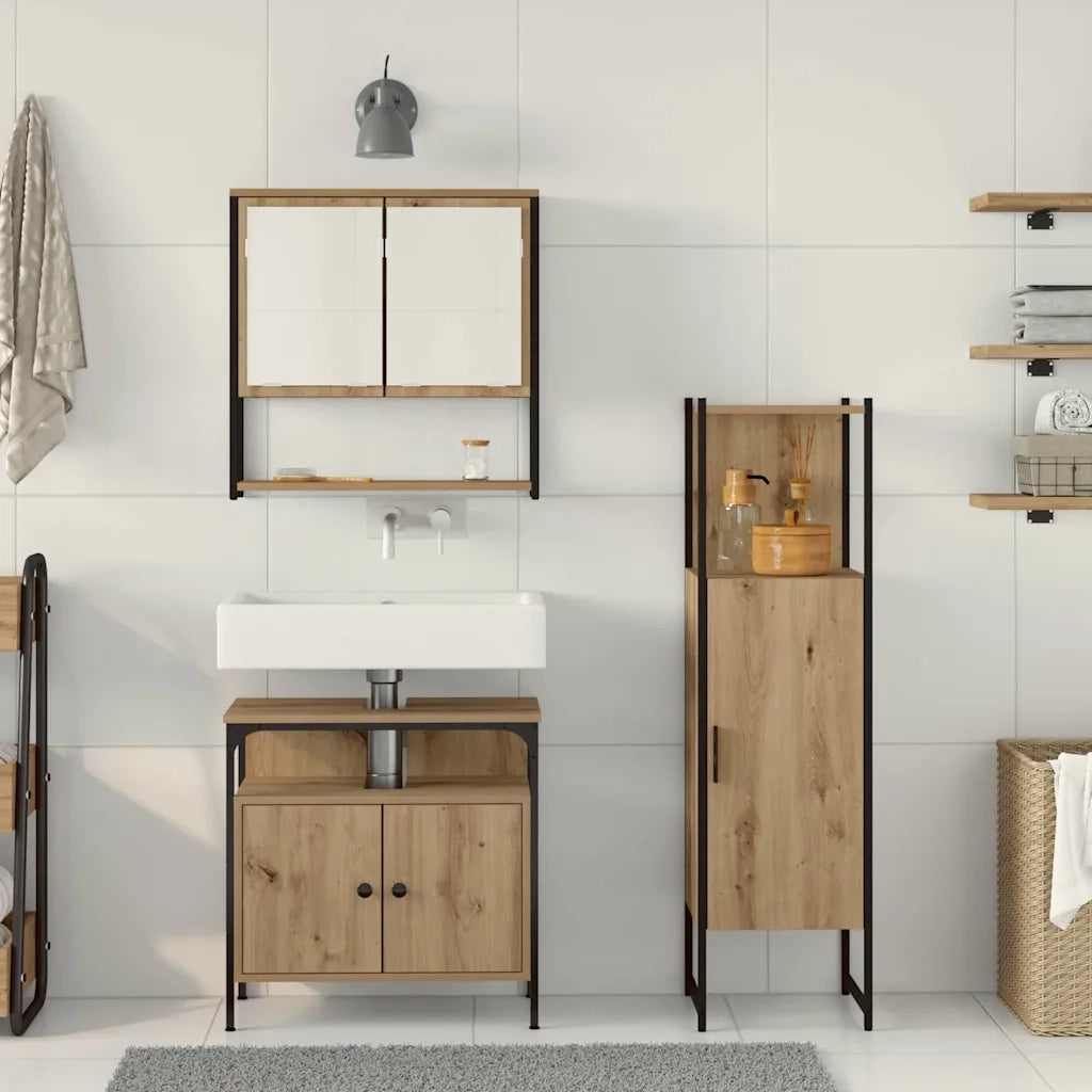 Set di mobili per il bagno 3 pcs Marrone Legno multistrato 3334377