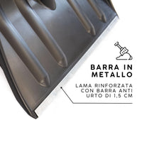 OWIJI Pala da Neve Nera Multifunzione Manico Legno Lama in Plastica Rinforzata Resistente Bordo Metallo Larghezza Lavoro 40 cm Spala Neve Foglie Terreno Giardinaggio