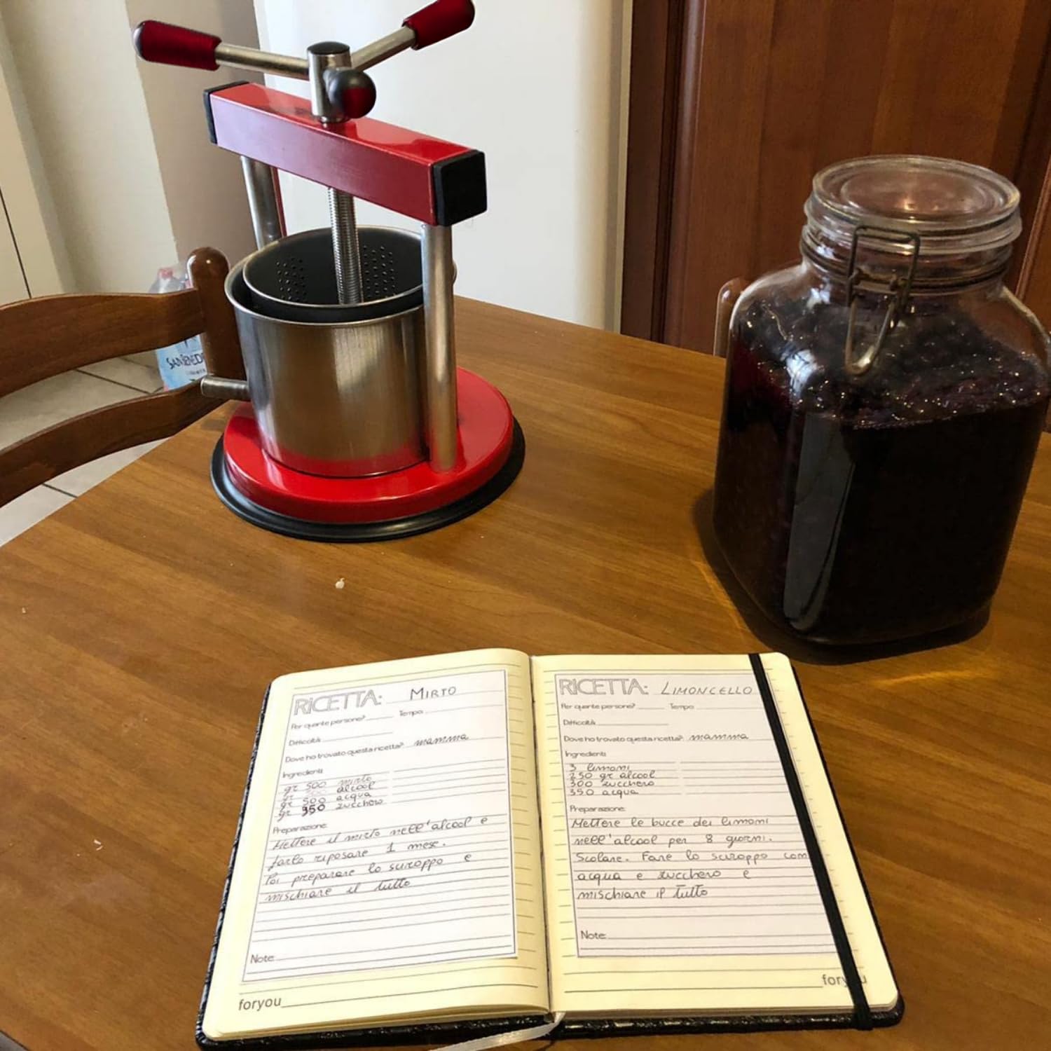 OWIJI Torchietto Premitutto Acciaio Inox Diametro Pressa Manuale Premitura Mirto Liquori Spremute Succhi Frutta Agrumi Alimenti Carne Melanzane Conserve Taglia: 16 CM Ø