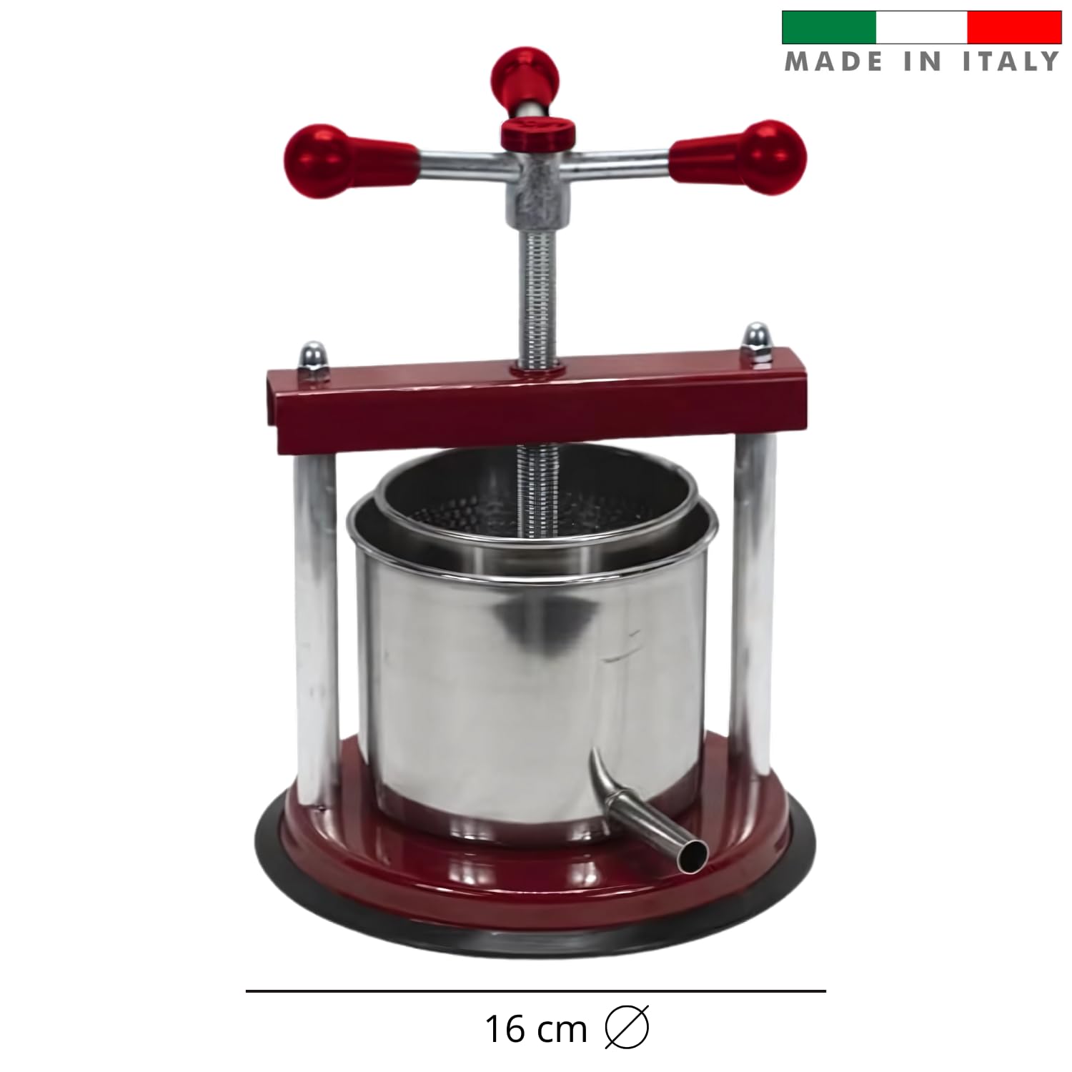 OWIJI Torchietto Premitutto Acciaio Inox Diametro Pressa Manuale Premitura Mirto Liquori Spremute Succhi Frutta Agrumi Alimenti Carne Melanzane Conserve Taglia: 20 CM Ø