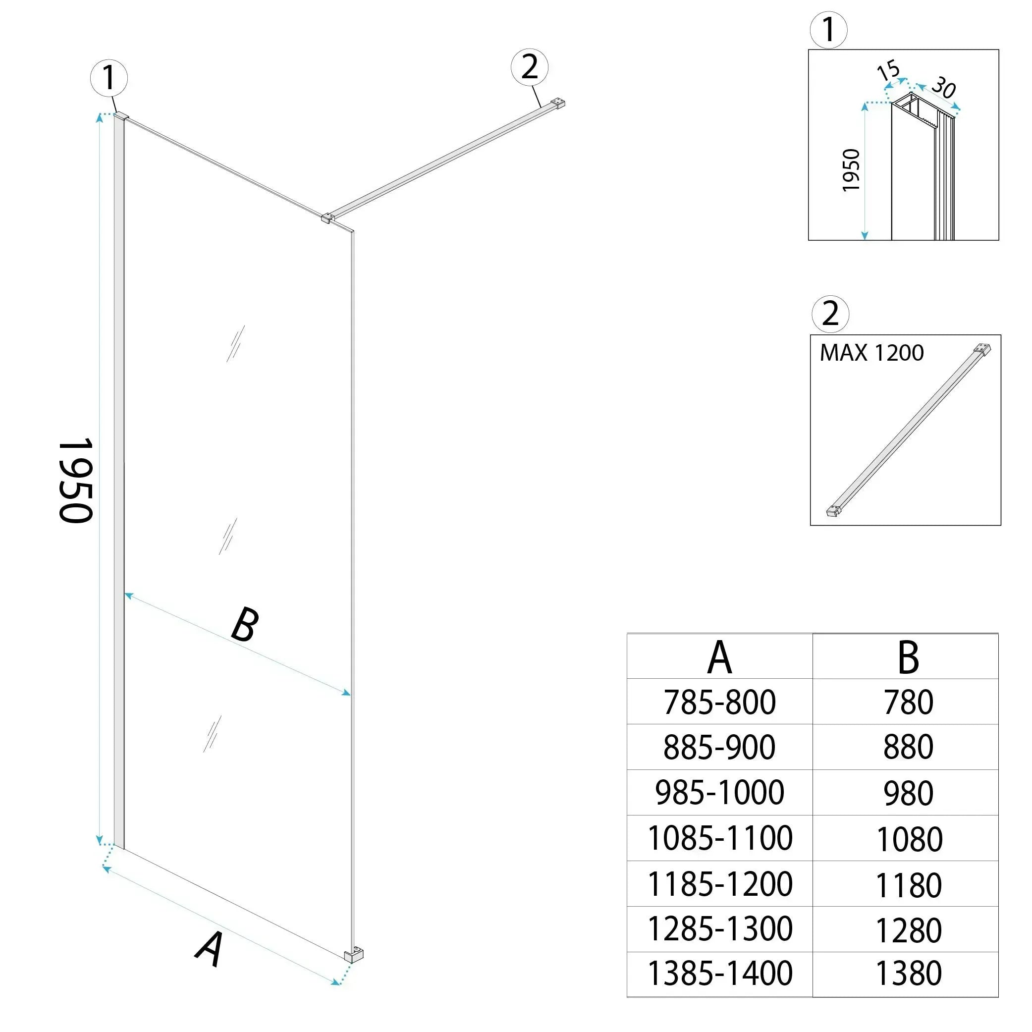 Parete Doccia Rea Flexi Grey / Brush Gold 110