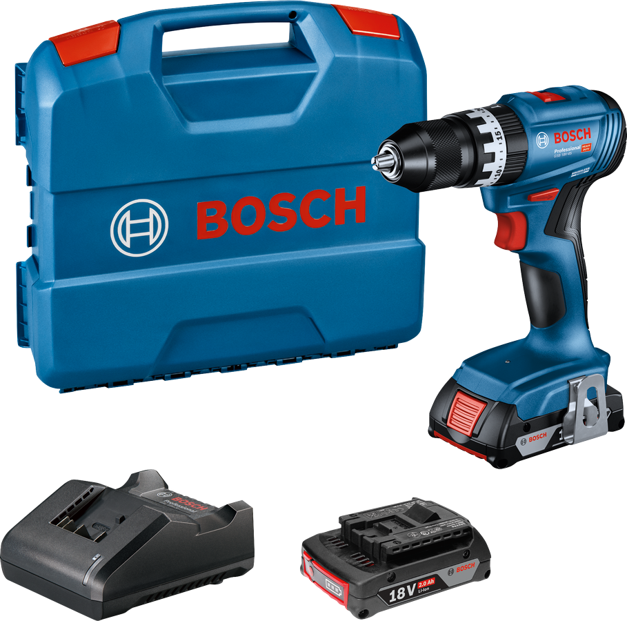 Bosch GSB 18V-45 Professional – Trapano a percussione a batteria 2 batterie 2 Ah