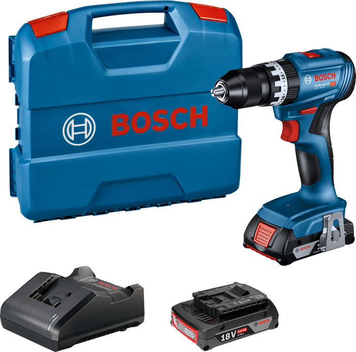 Bosch GSB 18V-45 Professional – Trapano a percussione a batteria 2 batterie 2 Ah