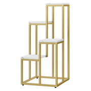 Portafiori Valora a 4 ripiani in marmo oro, design moderno in acciaio