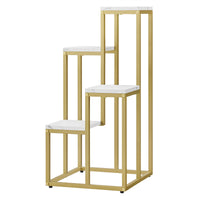 Portafiori Valora a 4 ripiani in marmo oro, design moderno in acciaio