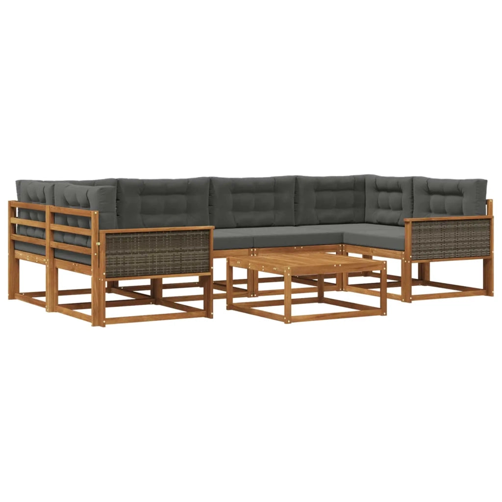 Set di divani da esterno con cuscino 7 pcs Naturale e Antracite