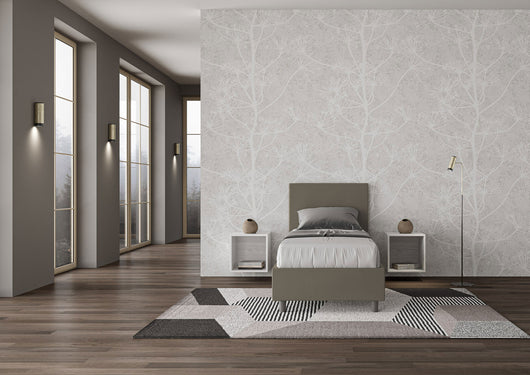 BS COM Letto singolo con rete imbottito 80x210 similpelle cappuccino