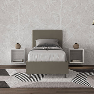 BS COM Letto singolo con rete imbottito 80x190 similpelle cappuccino