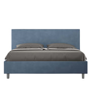 BS COM Letto matrimoniale contenitore imbottito 160x200 microfibra blu