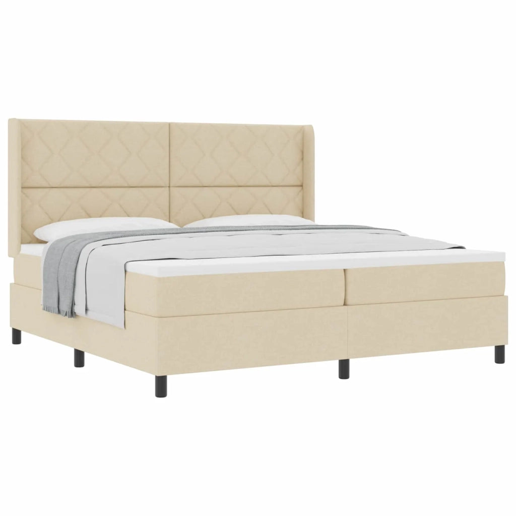 Letto a molle con materasso Crema 200 x 200 cm Tessuto 3341733