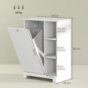 Mobile Bagno Portabiancheria 60x38x86 cm con Cesto Rimovibile Bianco