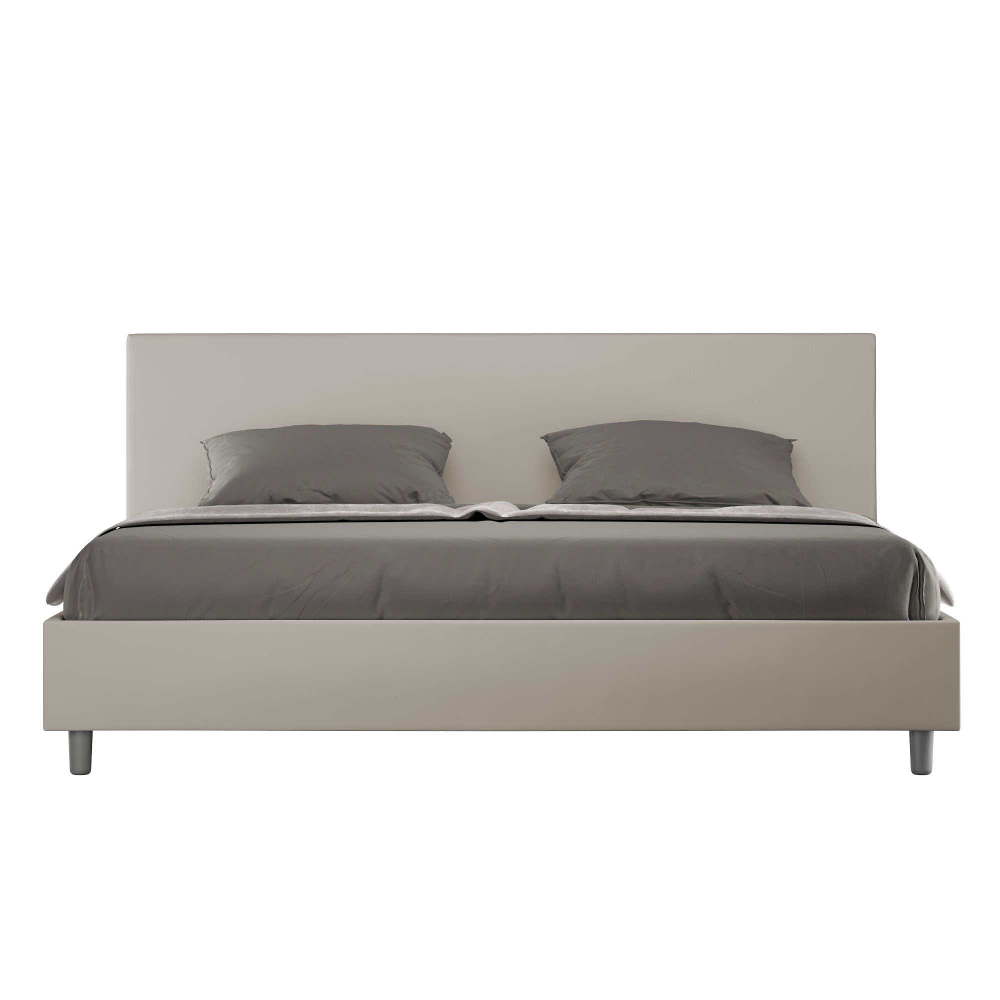 BS COM Letto contenitore imbottito 180x200 similpelle tortora