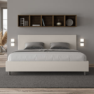 BS COM Letto contenitore imbottito 180x200 similpelle bianco
