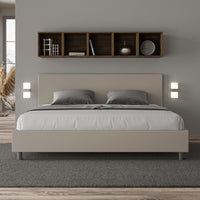 BS COM Letto matrimoniale king size contenitore imbottito 200x200 similpelle tortora