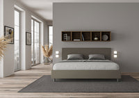 BS COM Letto contenitore imbottito 180x200 similpelle cappuccino