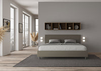 BS COM Letto matrimoniale king size contenitore imbottito 200x210 similpelle cappuccino