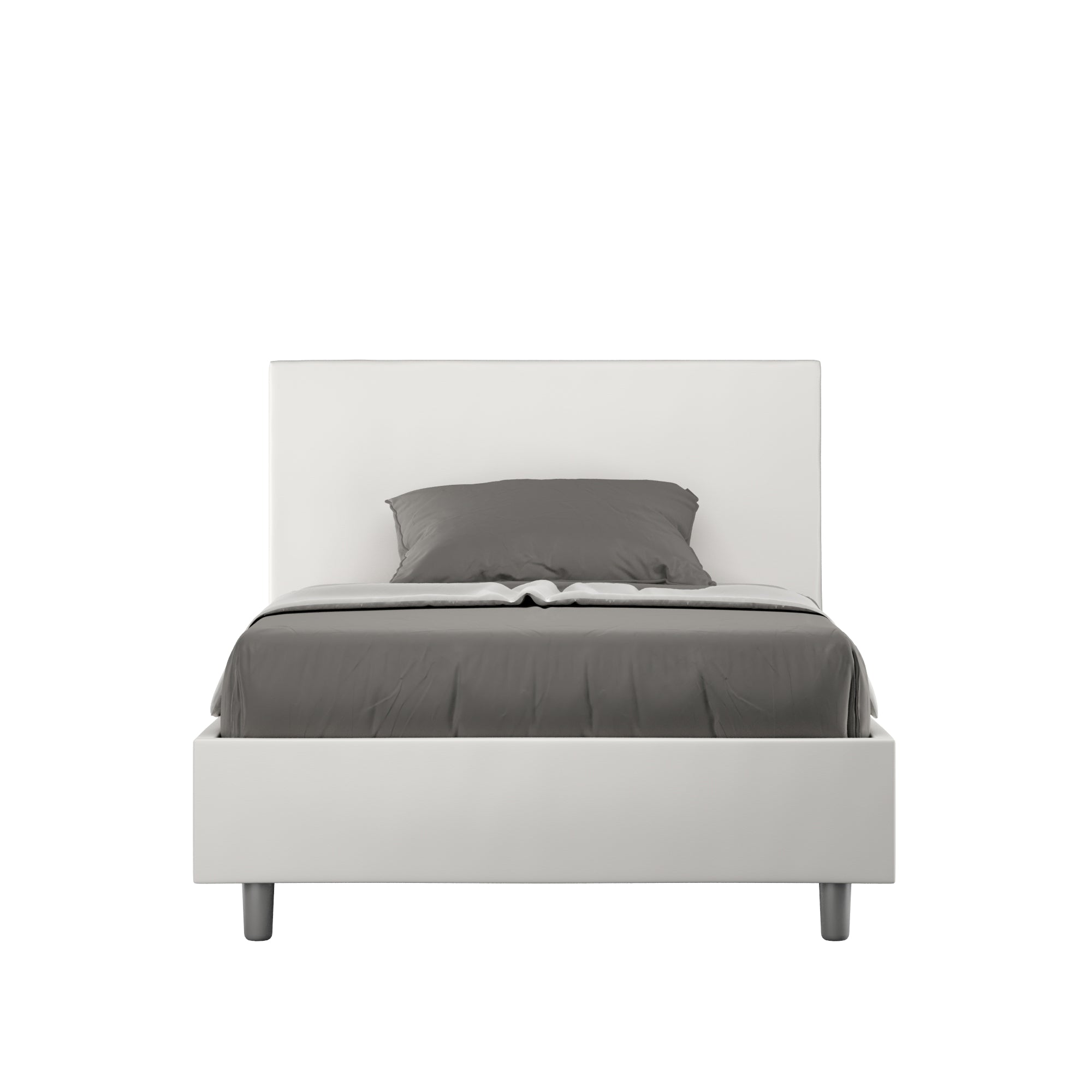 BS COM Letto una piazza e mezza contenitore imbottito 120x200 similpelle bianco
