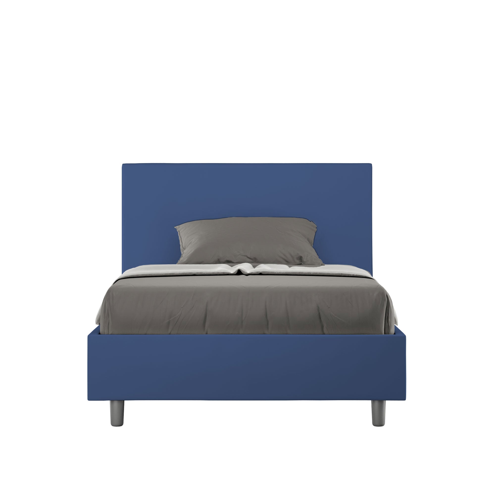 BS COM Letto una piazza e mezza contenitore imbottito 120x190 similpelle blu