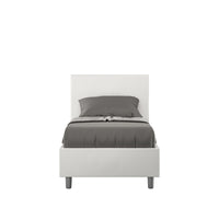 BS COM Letto singolo contenitore imbottito 80x190 similpelle bianco
