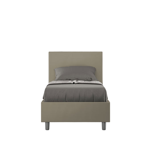 BS COM Letto singolo contenitore imbottito 80x190 similpelle cappuccino