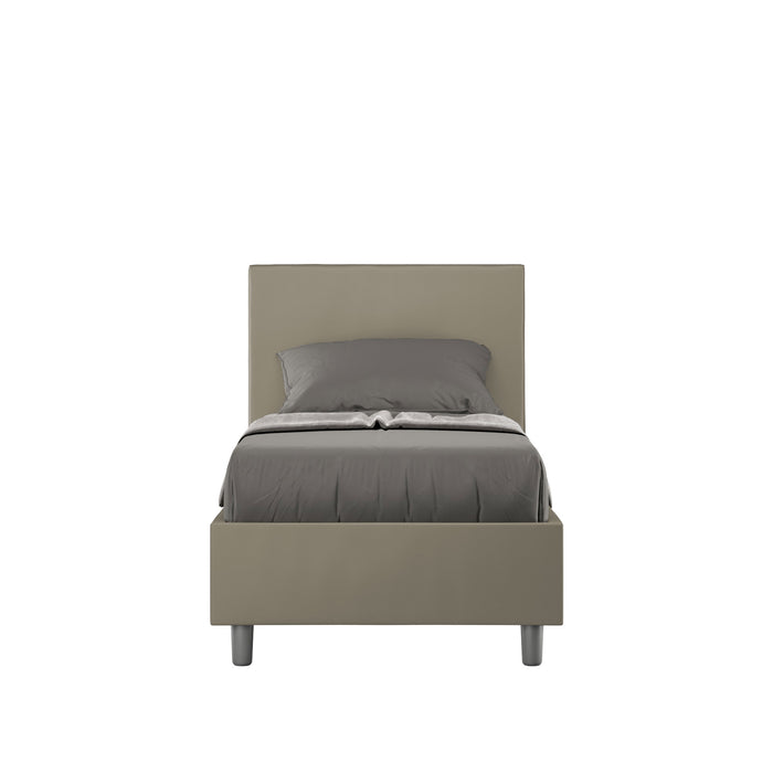 BS COM Letto singolo contenitore imbottito 80x190 similpelle cappuccino
