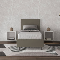 BS COM Letto singolo contenitore imbottito 80x190 similpelle cappuccino