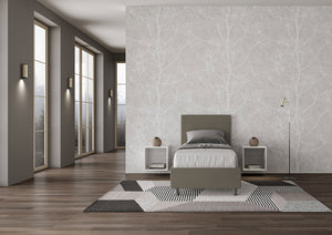 BS COM Letto singolo contenitore imbottito 80x210 similpelle cappuccino