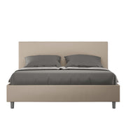 BS COM Letto matrimoniale contenitore doppia alzata imbottito 160x210 similpelle tortora