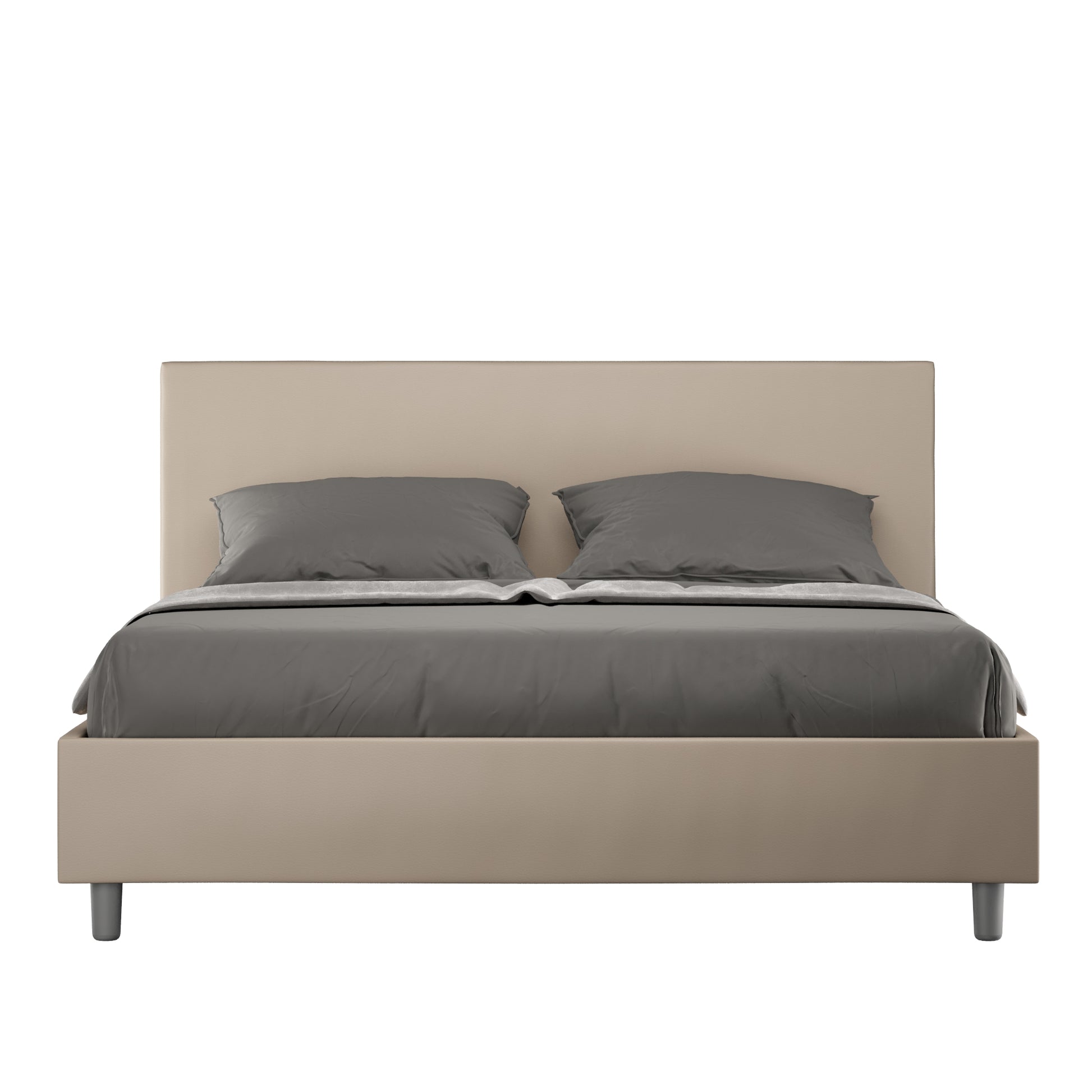 BS COM Letto matrimoniale contenitore doppia alzata imbottito 160x210 similpelle tortora