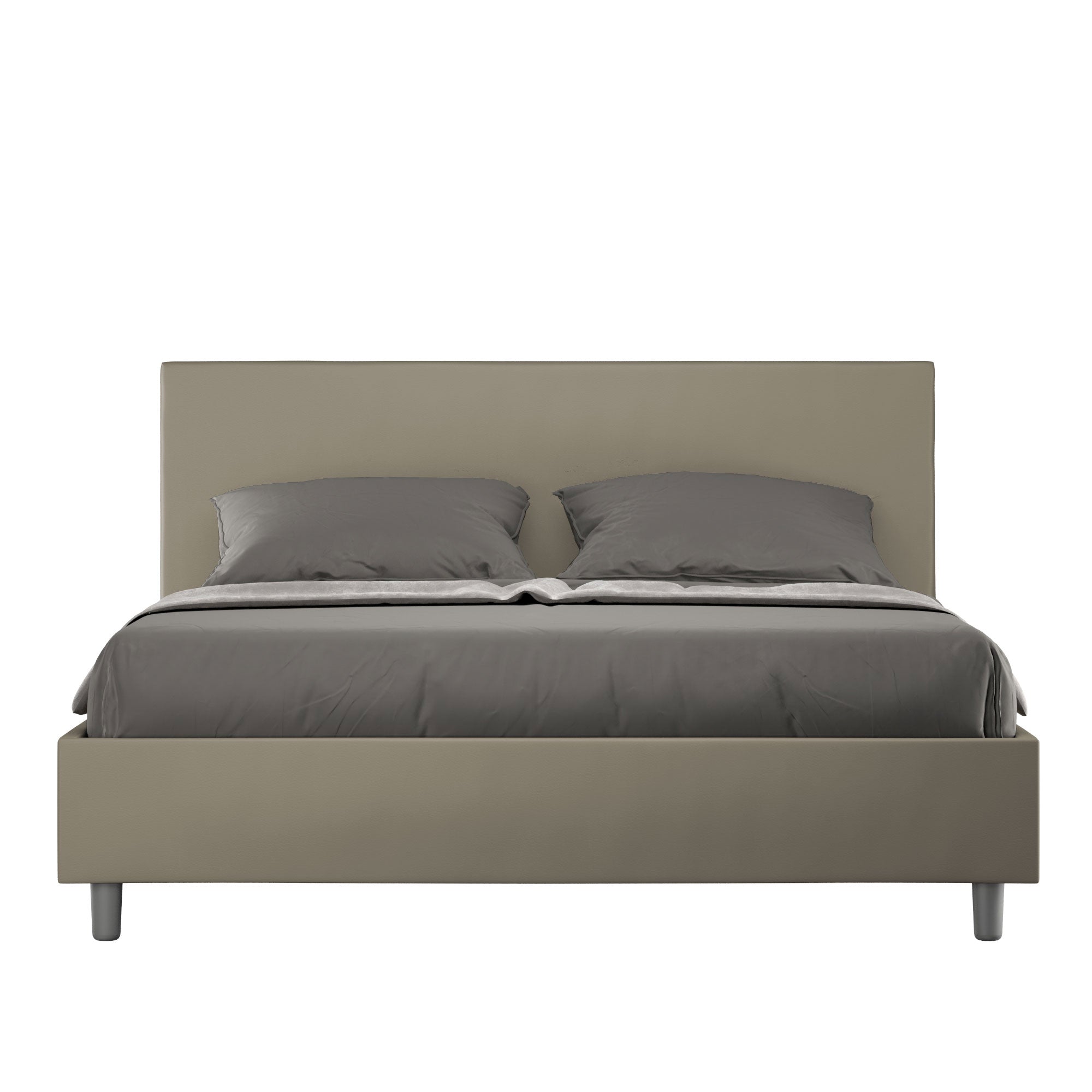 BS COM Letto matrimoniale contenitore doppia alzata imbottito 160x190 similpelle cappuccino