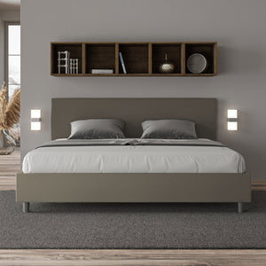 BS COM Letto matrimoniale king size senza rete imbottito 200x210 similpelle cappuccino