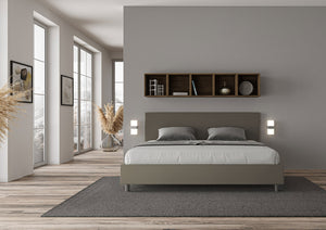 BS COM Letto matrimoniale king size senza rete imbottito 200x210 similpelle cappuccino