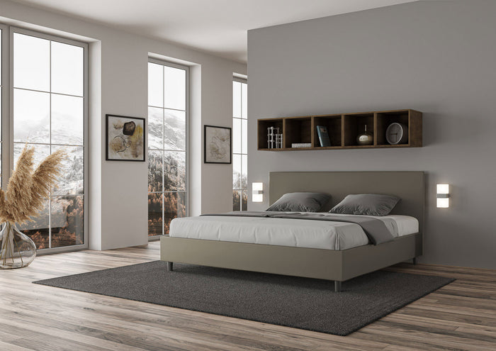 BS COM Letto matrimoniale king size senza rete imbottito 200x210 similpelle cappuccino