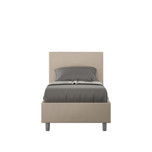BS COM Letto singolo senza rete imbottito 80x190 similpelle tortora