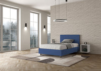 BS COM Letto una piazza e mezza senza rete imbottito 120x200 similpelle blu