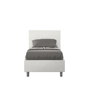 BS COM Letto singolo senza rete imbottito 80x200 similpelle bianco