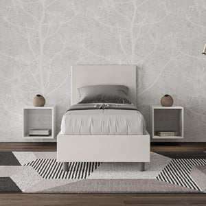 BS COM Letto singolo senza rete imbottito 80x200 similpelle bianco