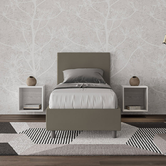 BS COM Letto singolo senza rete imbottito 80x210 similpelle cappuccino