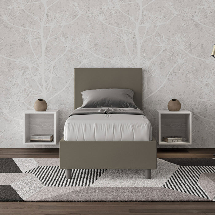 BS COM Letto singolo senza rete imbottito 80x210 similpelle cappuccino