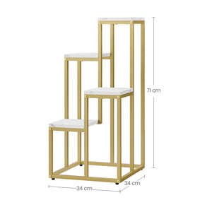 Portafiori Valora a 4 ripiani in marmo oro, design moderno in acciaio