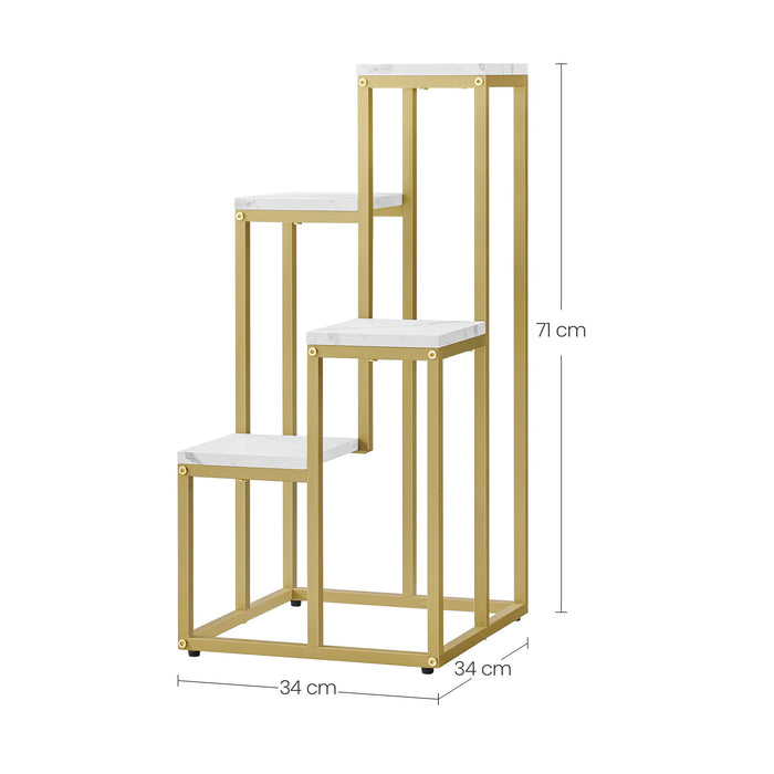 Portafiori Valora a 4 ripiani in marmo oro, design moderno in acciaio