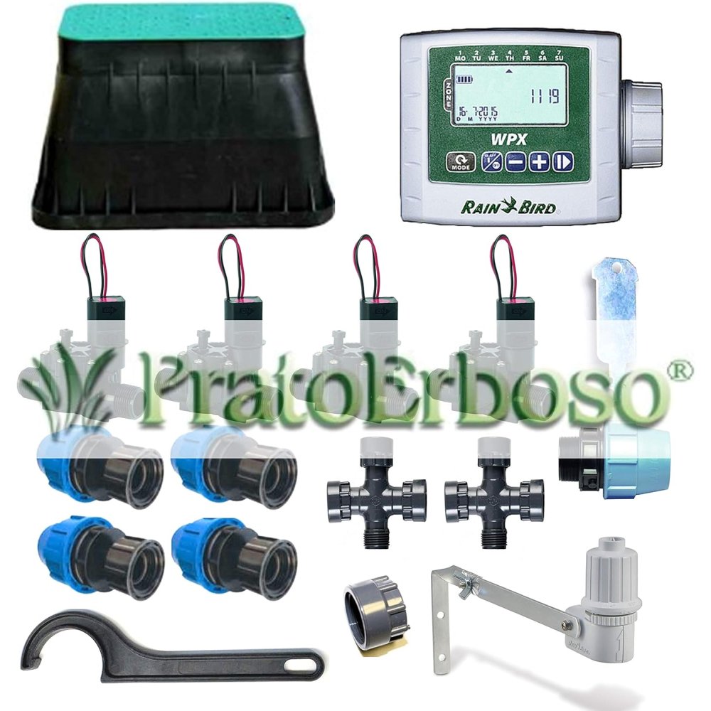 Kit completo irrigazione con centralina rain bird da pozzetto pr