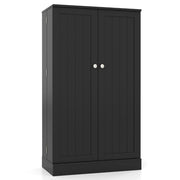 Armadietto dispensa alto 104 cm con ante e ripiani regolabili-Buffet Credenza autoportante per sala da pranzo e soggiorno Nero