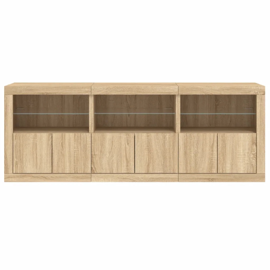 Credenza con Luci LED Rovere Sonoma 181,5x37x67 cm 3209004