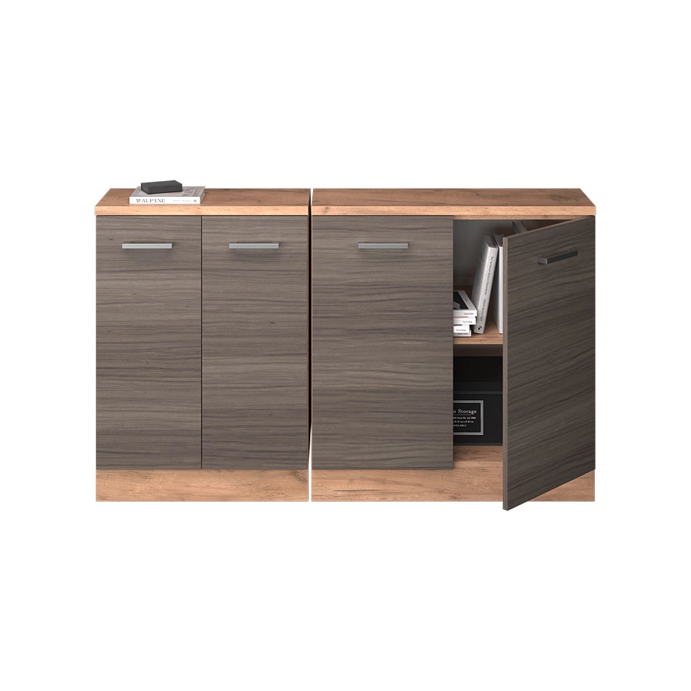 Set di mobili sottotetto Rion Grigio nobile/Rovere dorato 140 cm Set di 2 carcasse armadio profondità 60 cm Vicco