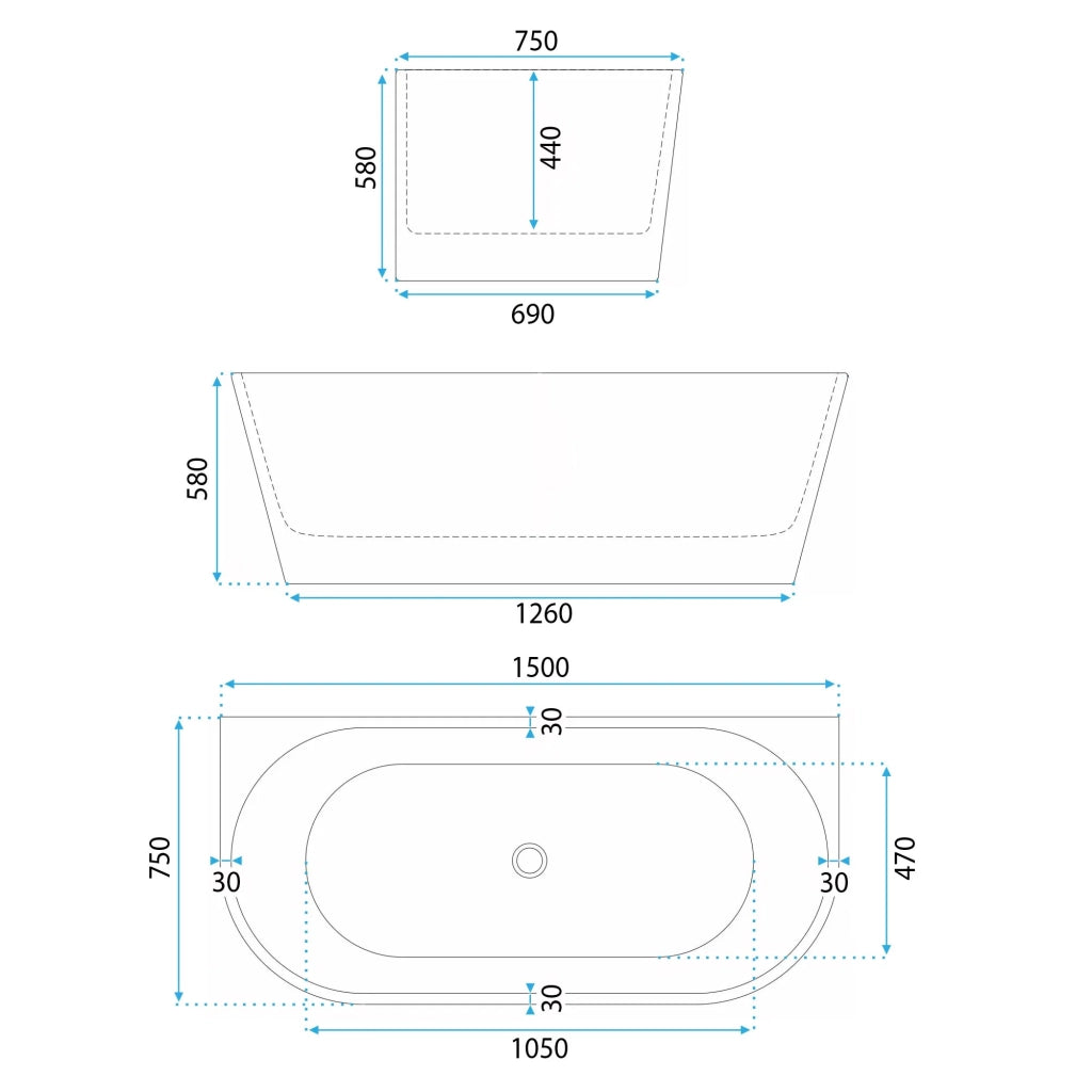 Vasca Bagno A Parete Capri 150cm