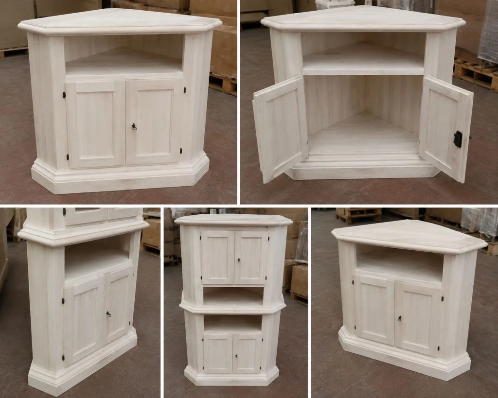 Porta tv angolare in legno classico 2 porte grezzo l.73 x 73 h.83 (208) - Mobili 2G