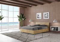 BS COM Letto matrimoniale francese con rete 140x200 testata inclinata con doghe quercia