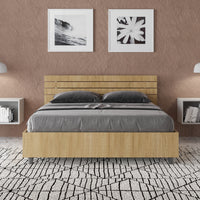BS COM Letto matrimoniale francese con rete 140x200 testata inclinata con doghe quercia